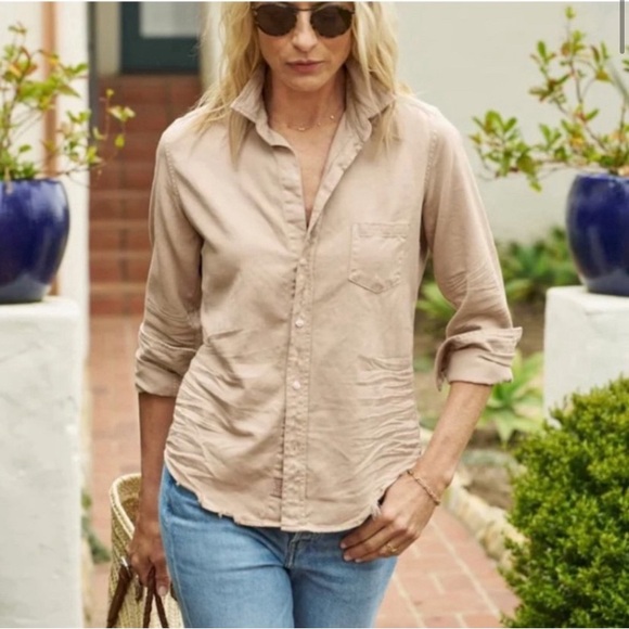 Frank & Eileen - Eileen Woven Relaxed Button Up Shirt Sand Tattered Medium - Picture 2 of 10